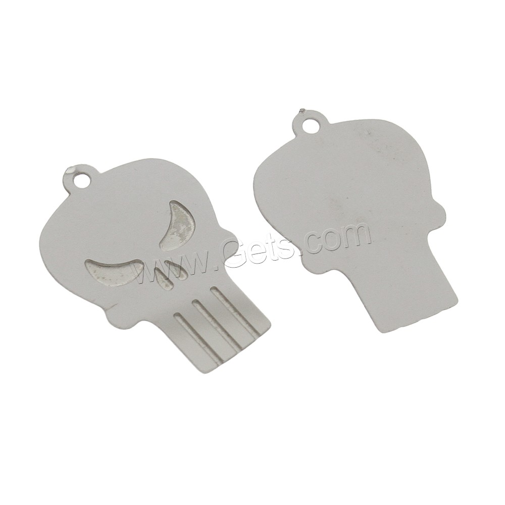 Stainless Steel Skull Pendant, different size for choice, original color, Hole:Approx 0.5mm, Sold By PC