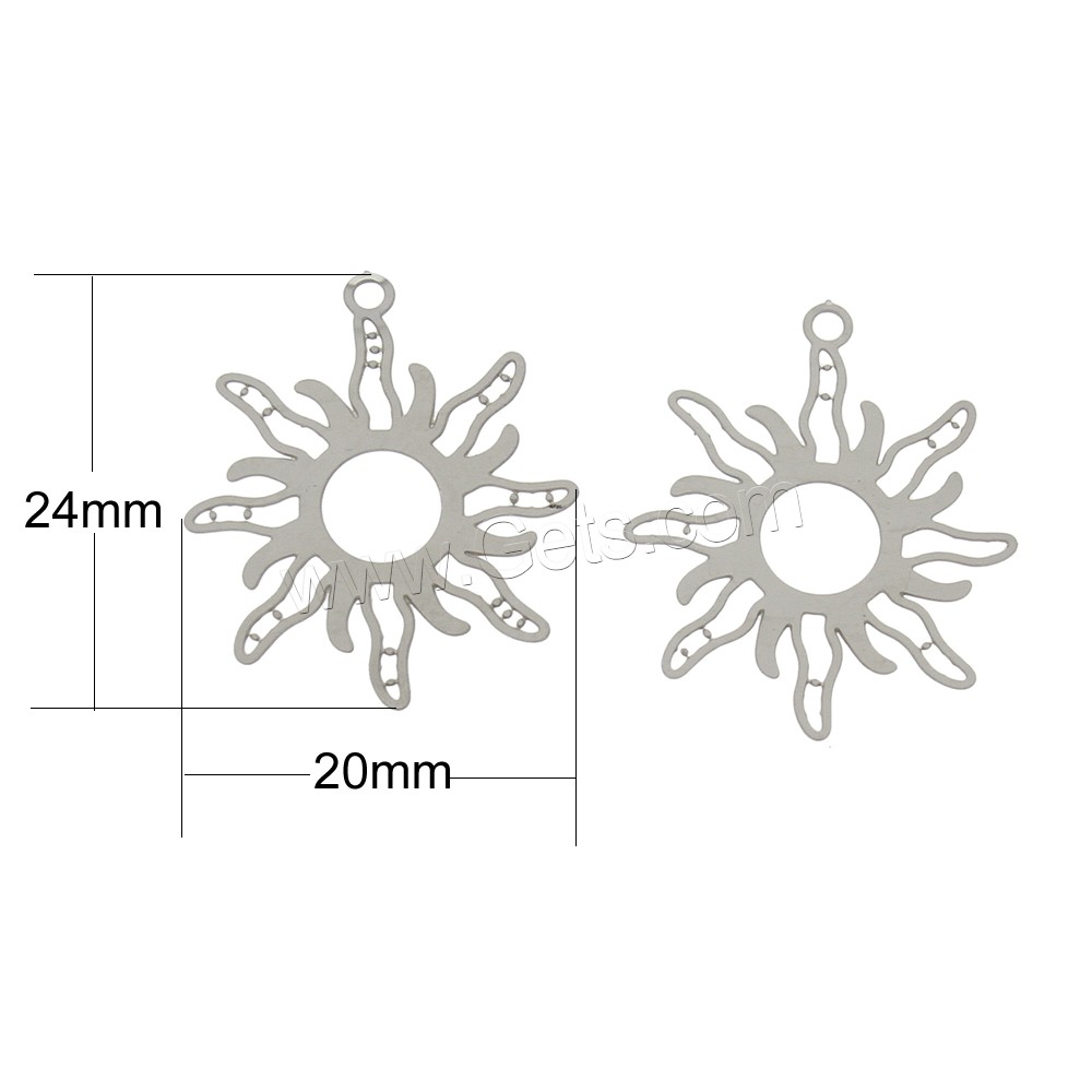 Stainless Steel Pendants, Sun, different size for choice, original color, Hole:Approx 1mm, Sold By PC