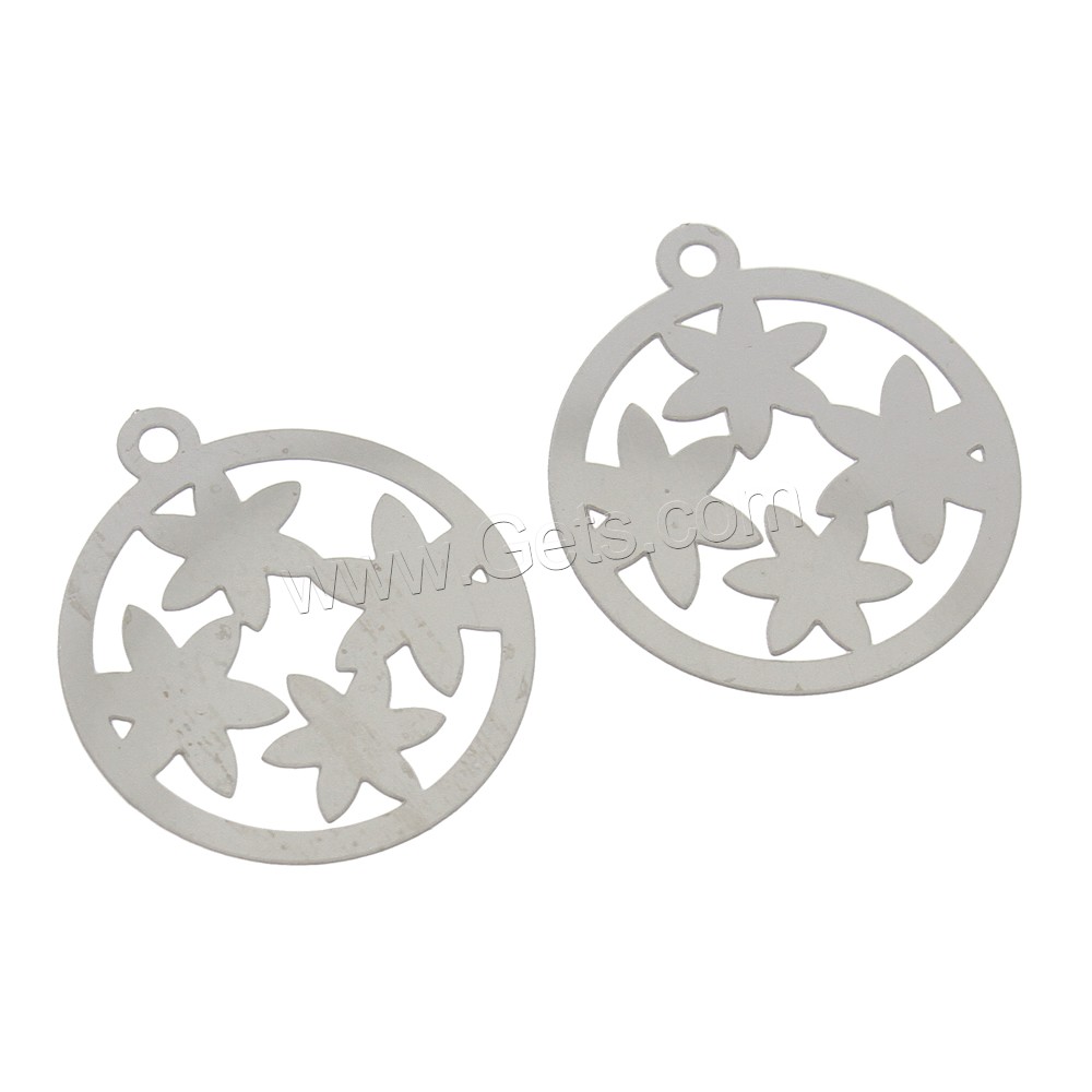 Stainless Steel Pendants, Flat Round, different size for choice, original color, Hole:Approx 1mm, Sold By PC