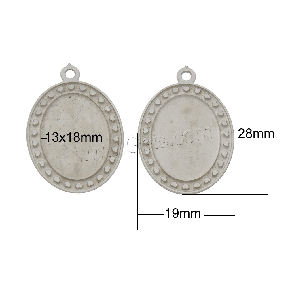 Stainless Steel Pendant Component, Flat Oval, different size for choice, original color, Hole:Approx 1.5mm, Inner Diameter:Approx 13x18mm, Sold By PC