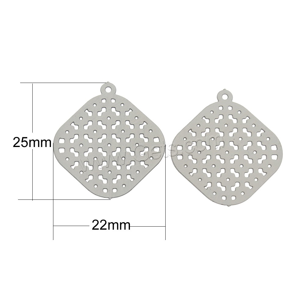 Stainless Steel Pendants, Rhombus, different size for choice, original color, Hole:Approx 0.5mm, Sold By PC