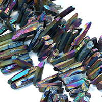 Quartz Beads, colorful plated, faceted, 26-49x7-9x10-11mm Approx 1mm Approx 16 Inch, Approx 