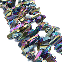 Placage électrophorèse perles de quartz, Cristal naturel, Placage coloré, facettes, 14-26x8-12x8-12mm Environ 1mm Environ 16 pouce, Environ Vendu par brin