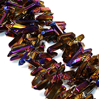 Natürlicher Quarz Perle, bunte Farbe plattiert, facettierte, 13-35x5-8x5-9mm, Bohrung:ca. 1mm, Länge:ca. 16 ZollInch, ca. 78PCs/Strang, verkauft von Strang
