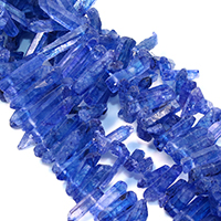 Gefärbte Quarz Perlen, Natürlicher Quarz, facettierte, blau, 15-50x6-9x6-11mm, Bohrung:ca. 1mm, Länge:ca. 16 ZollInch, ca. 50PCs/Strang, verkauft von Strang