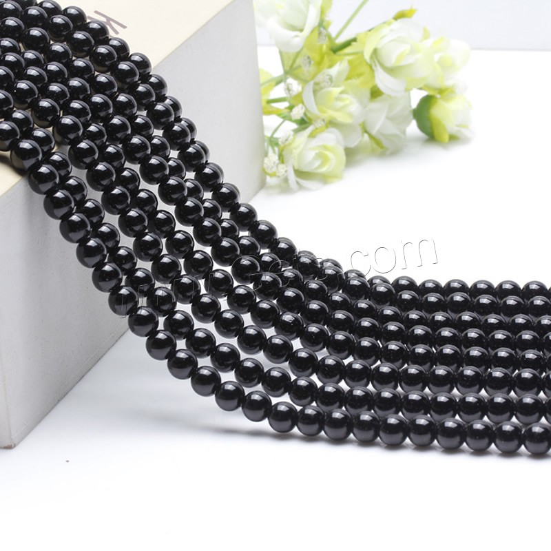 Natural Black Agate Beads, Round, different size for choice, Length:Approx 15.5 Inch, Sold By Strand