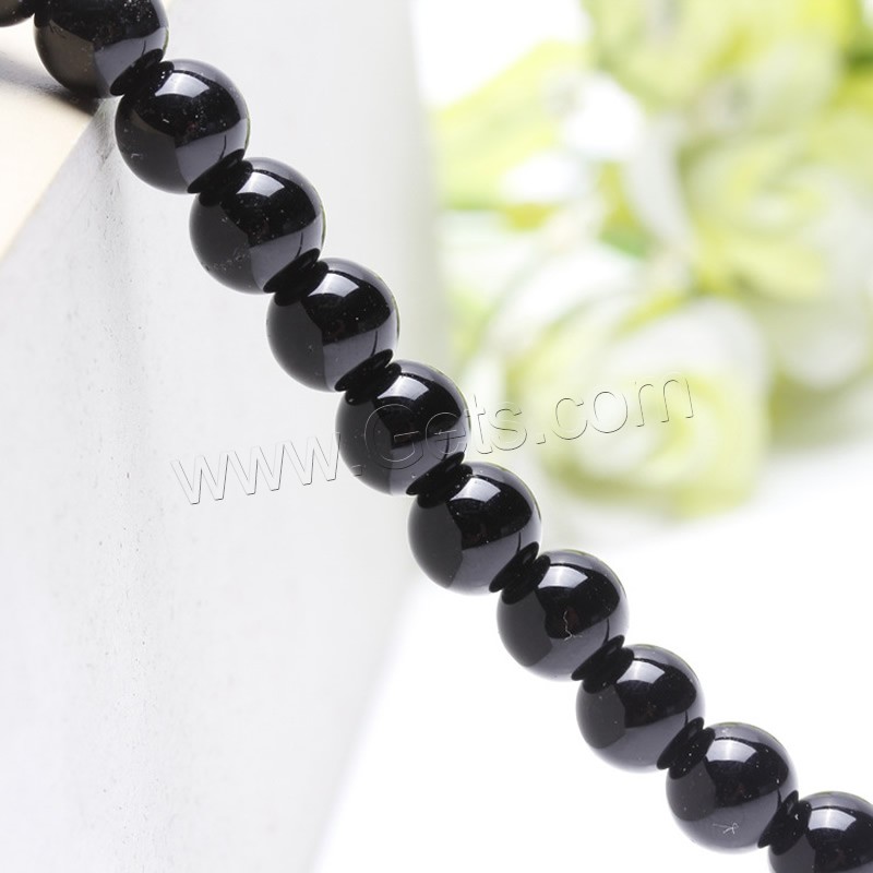 Natural Black Agate Beads, Round, different size for choice, Length:Approx 15.5 Inch, Sold By Strand
