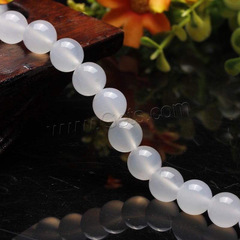 Perla de ágata blanca natural, Ágata blanca, Esférico, diverso tamaño para la opción, longitud:aproximado 15.5 Inch, Vendido por Sarta