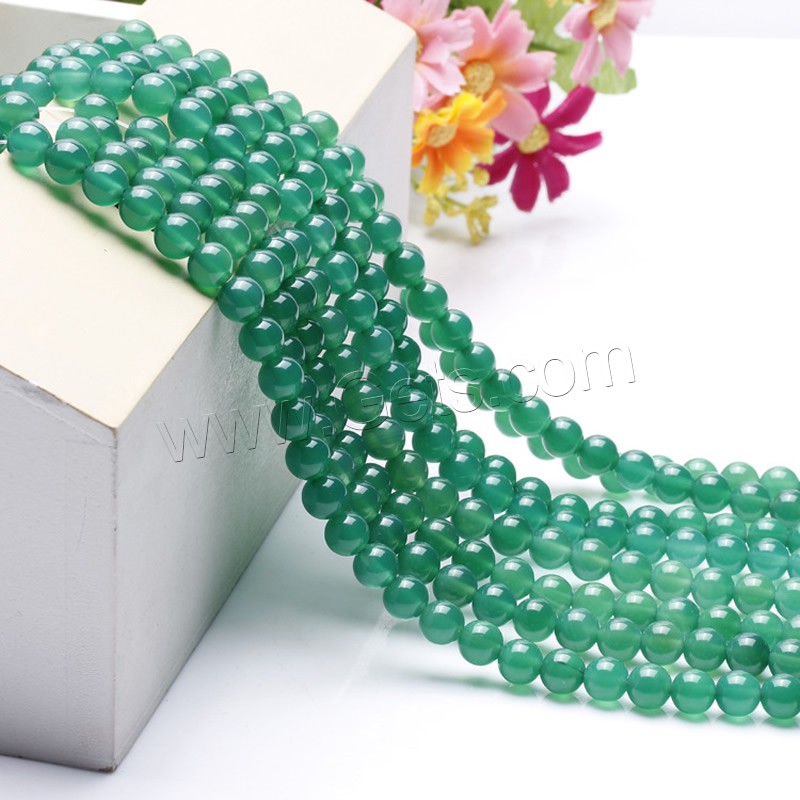 Natürliche grüne Achat Perlen, Grüner Achat, rund, verschiedene Größen vorhanden, Länge:ca. 15.5 ZollInch, verkauft von Strang