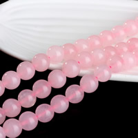 Natürliche Rosenquarz Perlen, rund, Länge:ca. 15.5 ZollInch, verkauft von Strang