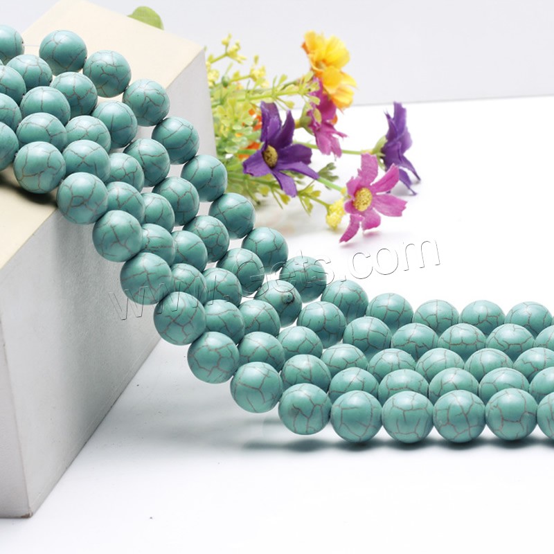 Synthetic Turquoise Beads, Round, different size for choice, green, Length:Approx 15.5 Inch, Sold By Strand