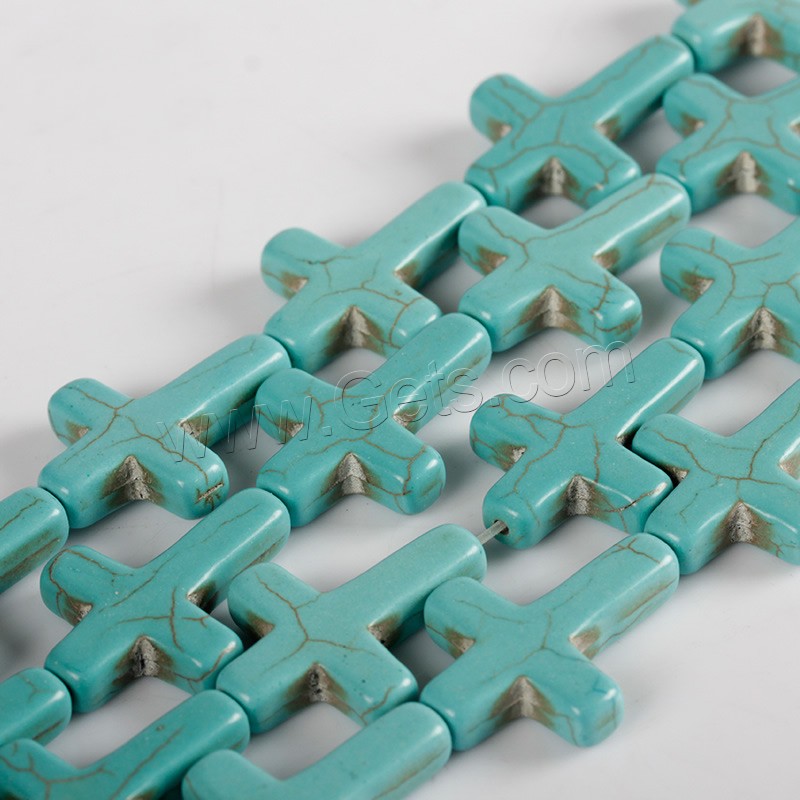 Perles en Turquoise synthétiques, croix, normes différentes pour le choix, vert, Longueur:Environ 15.5 pouce, Vendu par brin