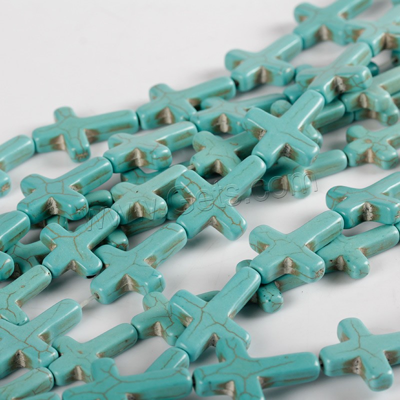 Synthetic Turquoise Beads, Cross, different size for choice, green, Length:Approx 15.5 Inch, Sold By Strand