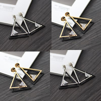Crystal Jewelry Earring, Zinc Alloy, with Crystal, stainless steel post pin, Triangle, plated, faceted lead & cadmium free 