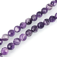 天然紫水晶のビーズ, アメジスト, ラウンド形, 64 面 & 2 月誕生石 & 異なるサイズの選択 & 切り面, 穴:約 0.5-1.5mm, 長さ:約 15.5 インチ, 売り手 ストランド