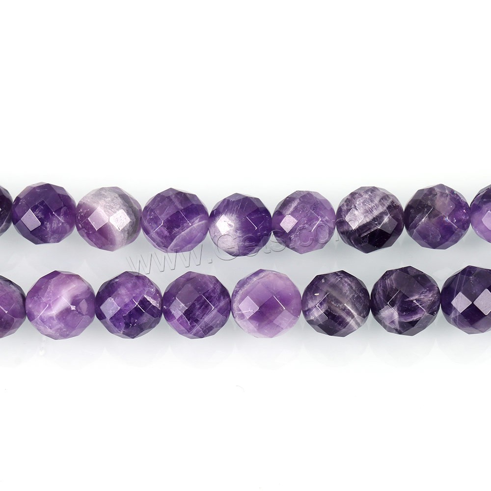 天然紫水晶のビーズ, アメジスト, ラウンド形, 64 面 & 2 月誕生石 & 異なるサイズの選択 & 切り面, 穴:約 0.5-1.5mm, 長さ:約 15.5 インチ, 売り手 ストランド