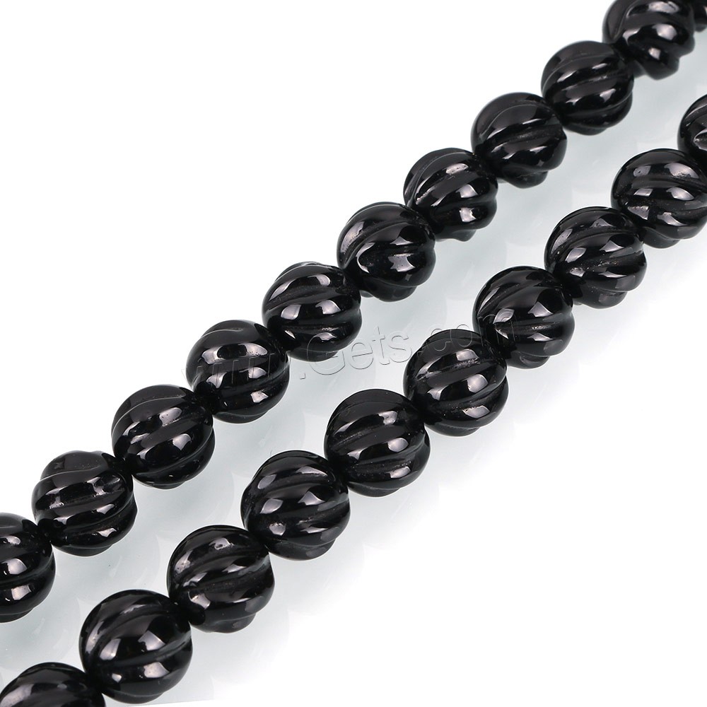 Natürliche schwarze Achat Perlen, Schwarzer Achat, rund, verschiedene Größen vorhanden & Twist, Bohrung:ca. 1-2mm, Länge:ca. 15.5 ZollInch, verkauft von Strang