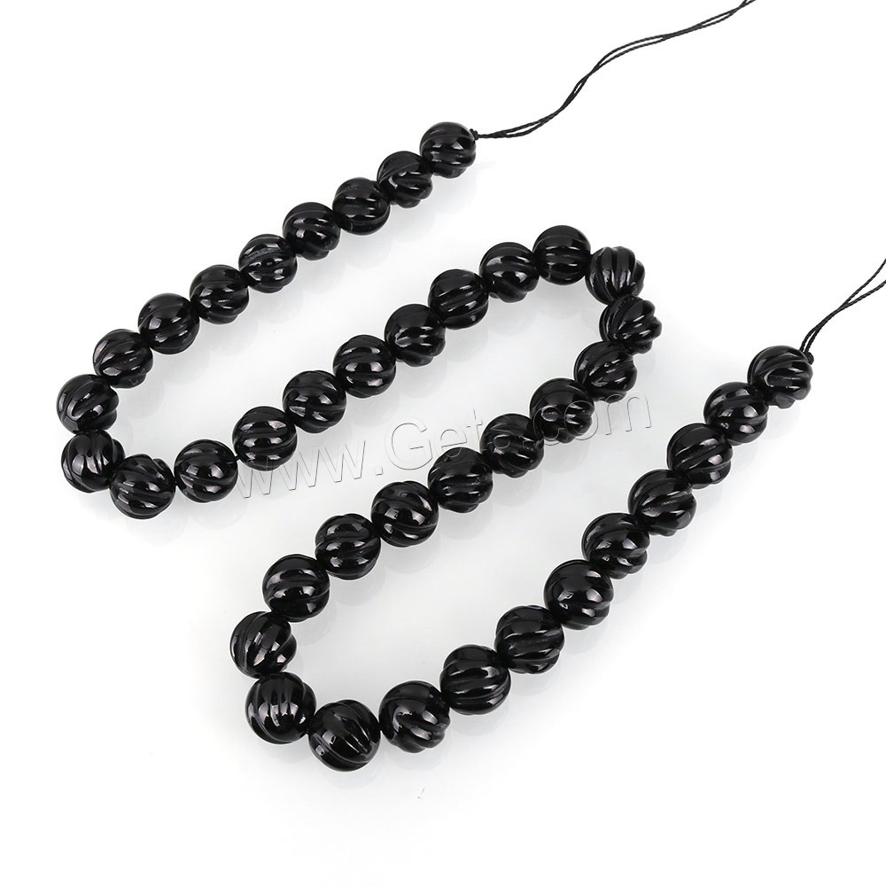 Natürliche schwarze Achat Perlen, Schwarzer Achat, rund, verschiedene Größen vorhanden & Twist, Bohrung:ca. 1-2mm, Länge:ca. 15.5 ZollInch, verkauft von Strang