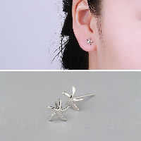 Sterling Silver Stud Earring, 925 Sterling Silver, Starfish, for woman [