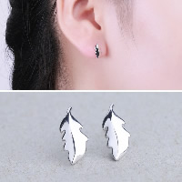Sterling Silver Stud Earring, 925 Sterling Silver, Leaf, for woman 