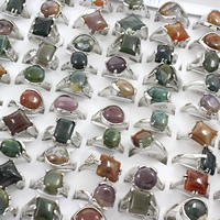 Bague Unisex, pierre gemme, avec alliage de zinc, Placage de couleur platine, unisexe & mélangé - îte, Vendu par boîte