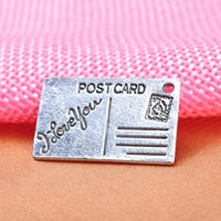 Zinc Alloy Jewelry Pendants, Envelope, antique silver color plated, with letter pattern, lead & cadmium free Approx 1-1.5mm 