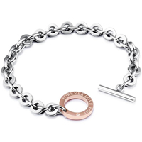 Stainless Steel Chain Bracelets, plated, oval chain & for woman & with rhinestone, 18mm Approx 7 Inch 