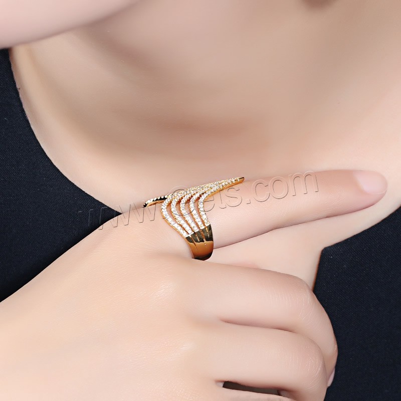 Цирконий Micro Pave Латунь палец кольцо, 18K золотым напылением, разный размер для выбора & инкрустированное микро кубического циркония & Женский, 30mm, продается PC