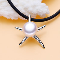Freshwater Pearl Pendants, Zinc Alloy, with Freshwater Pearl, Starfish, platinum color plated, natural, lead & cadmium free, 8.5-9mm Approx 2-3mm 