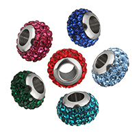 European perles strass, Clay Pave, rondelle, noyau unique en acier inoxydable sans filetage & avec strass, plus de couleurs à choisir Environ 5mm, Vendu par PC