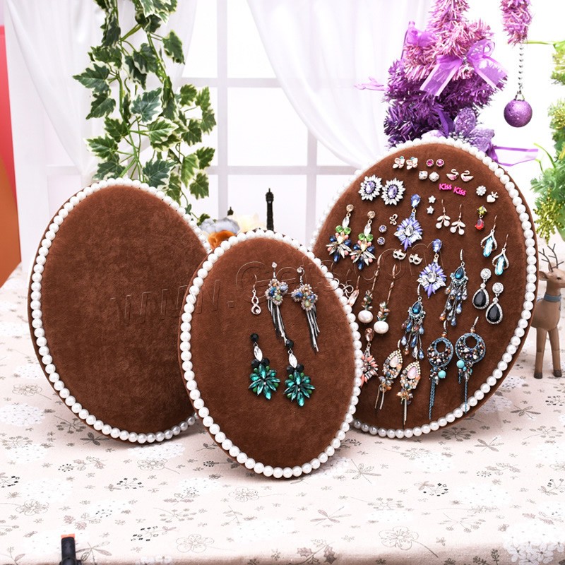 Baumwollsamt Ohrringständer, mit Kunststoff Perlen, verschiedene Größen vorhanden, keine, verkauft von PC