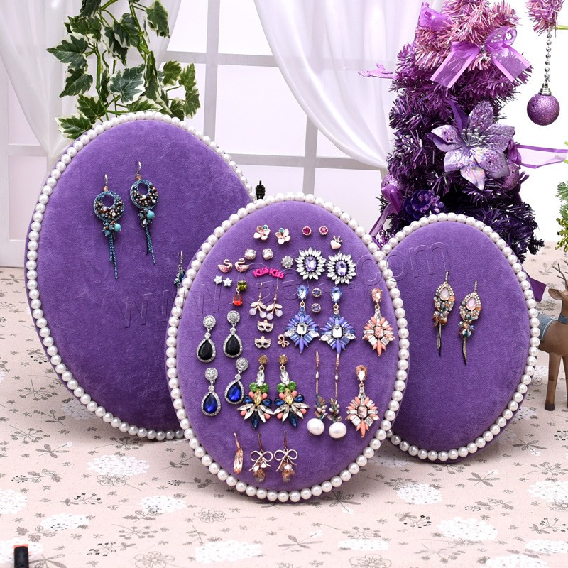Exhibición de pendiente de terciopelo, Pana, con Perlas plásticas, diverso tamaño para la opción, más colores para la opción, Vendido por UD