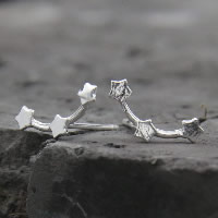 Серьги стерлингового серебра, Серебро 925 пробы, Звезда, Женский, 12mm, продается Пара