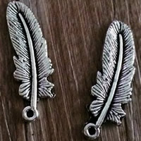 Zinc Alloy Feather Pendants, antique silver color plated, lead & cadmium free Approx 1.5mm 