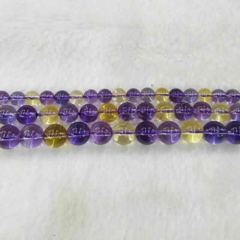 Natural Ametrine Beads, Round, different size for choice, Hole:Approx 1mm, Length:Approx 15.5 Inch, Sold By Strand