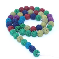 Multicolor Lava Perlen, rund, farbenfroh, 6mm, Bohrung:ca. 1mm, Länge:ca. 15 ZollInch, ca. 63PCs/Strang, verkauft von Strang