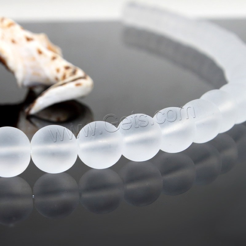 Natürliche klare Quarz Perlen, Klarer Quarz, rund, synthetisch, verschiedene Größen vorhanden & satiniert, Bohrung:ca. 1mm, Länge:ca. 15 ZollInch, verkauft von Strang