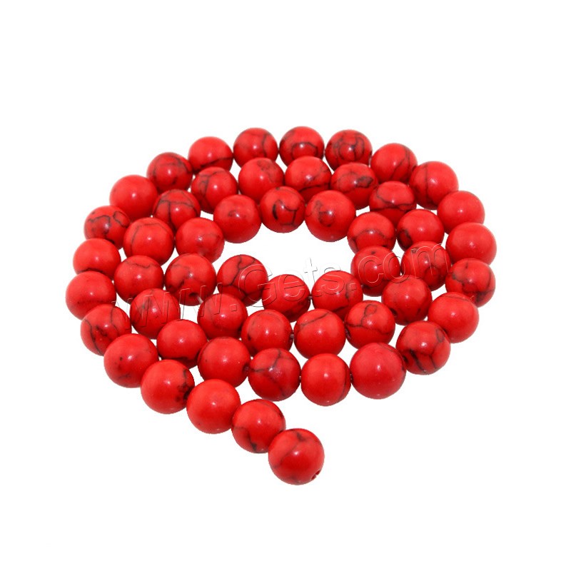 Synthetic Turquoise Beads, Round, different size for choice, red, Hole:Approx 1mm, Length:Approx 15 Inch, Sold By Strand