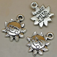 Zinc Alloy Jewelry Pendants, Sun, antique silver color plated, with letter pattern, lead & cadmium free Approx 1.5mm 