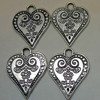 Zinc Alloy Heart Pendants, antique silver color plated, lead & cadmium free Approx 3-5mm 