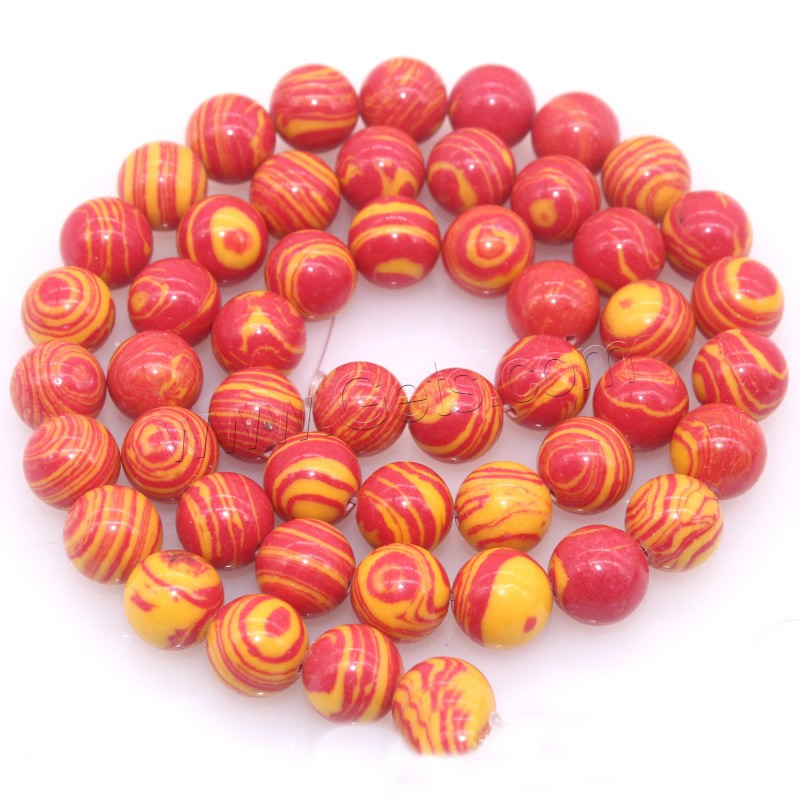 Mosaic Turquoise Beads, Round, synthetic, different size for choice, red, Hole:Approx 1mm, Length:Approx 15 Inch, Sold By Strand