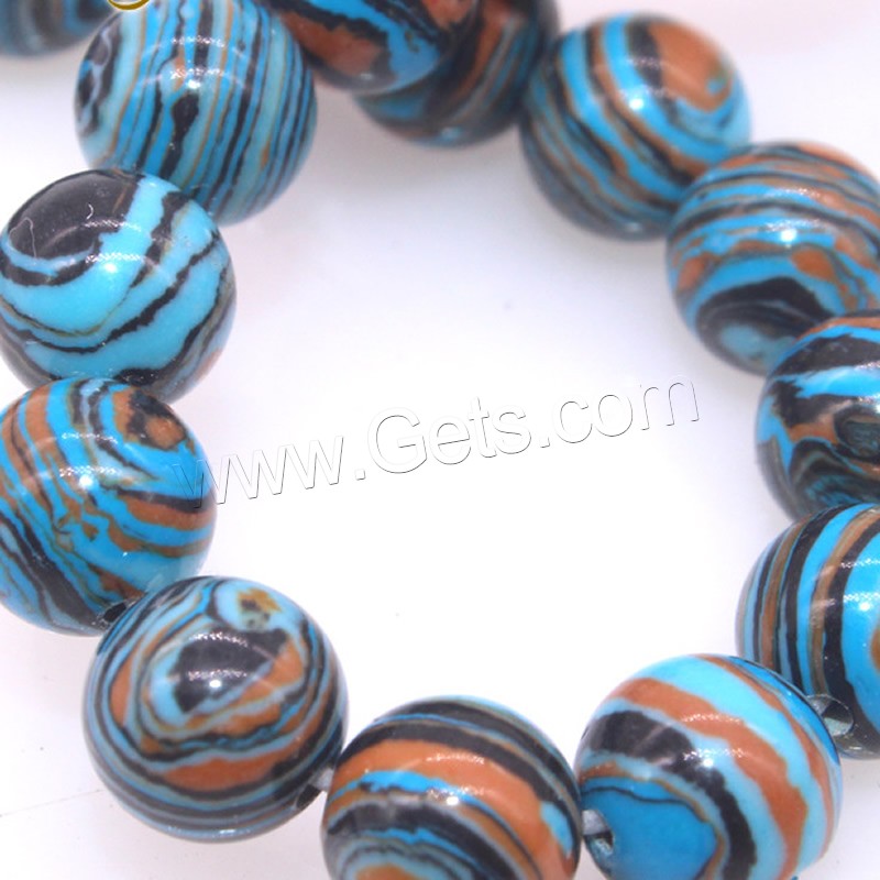 Mosaik Türkis Perlen, rund, synthetisch, verschiedene Größen vorhanden, blau, Bohrung:ca. 1mm, Länge:ca. 15 ZollInch, verkauft von Strang