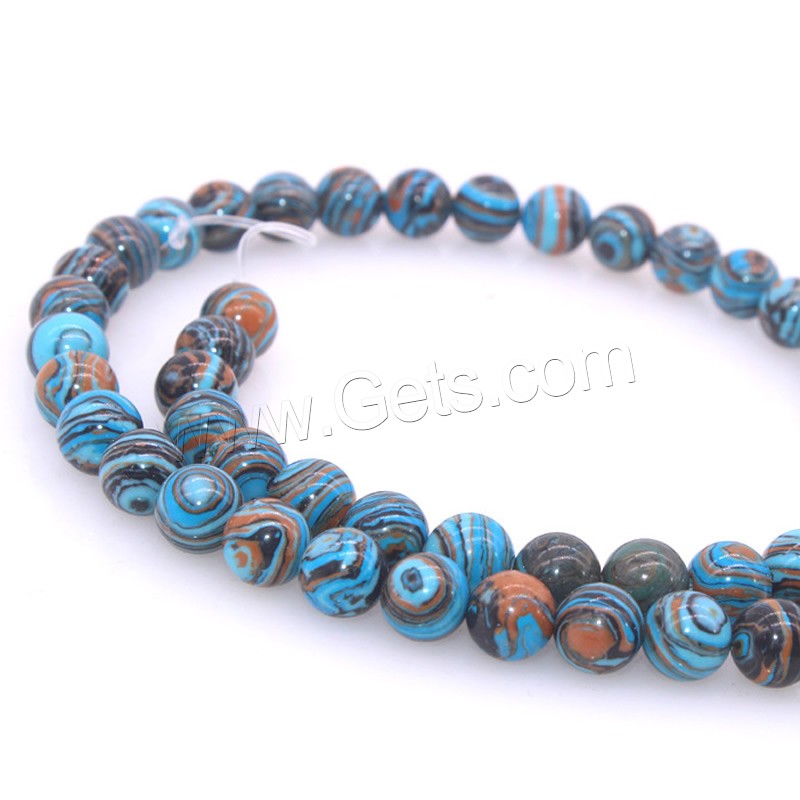 Mosaik Türkis Perlen, rund, synthetisch, verschiedene Größen vorhanden, blau, Bohrung:ca. 1mm, Länge:ca. 15 ZollInch, verkauft von Strang