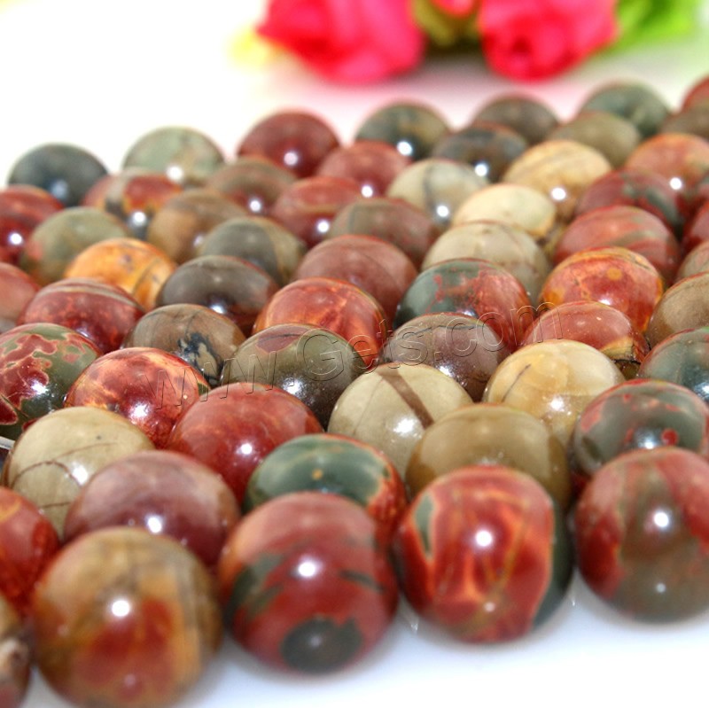Picasso Jasper Beads, Round, natural, different size for choice, Hole:Approx 1mm, Length:Approx 15 Inch, Sold By Strand