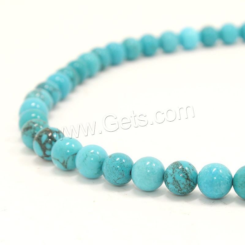 Natural Turquoise Beads, Round, different size for choice, Hole:Approx 1mm, Length:Approx 15 Inch, Sold By Strand