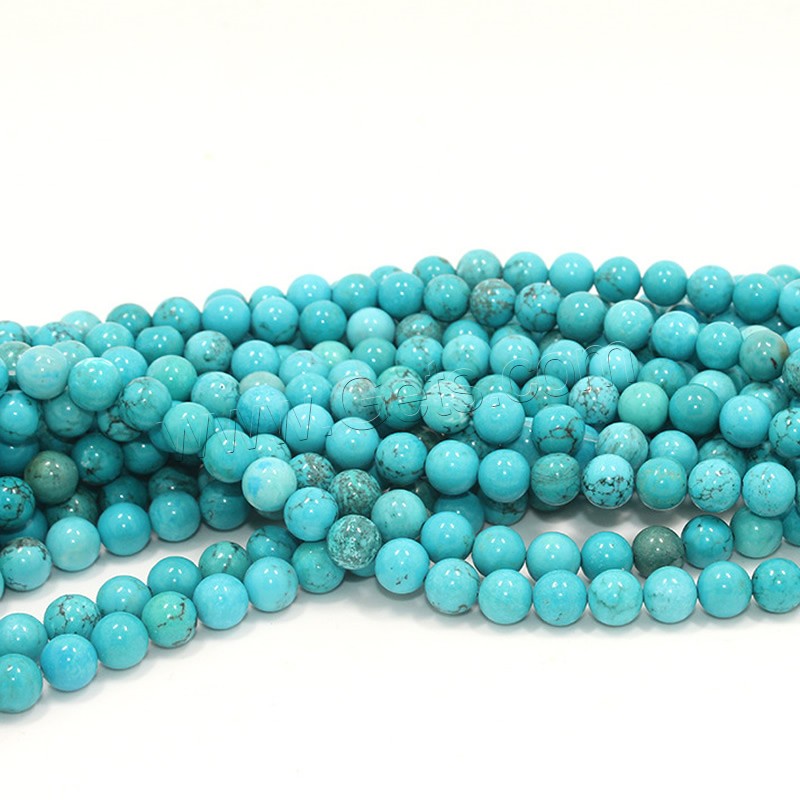 Natural Turquoise Beads, Round, different size for choice, Hole:Approx 1mm, Length:Approx 15 Inch, Sold By Strand