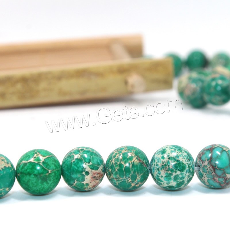 Eindruck Jaspis Perlen, Impression Jaspis, rund, natürlich, verschiedene Größen vorhanden, grün, Bohrung:ca. 1mm, Länge:ca. 15 ZollInch, verkauft von Strang