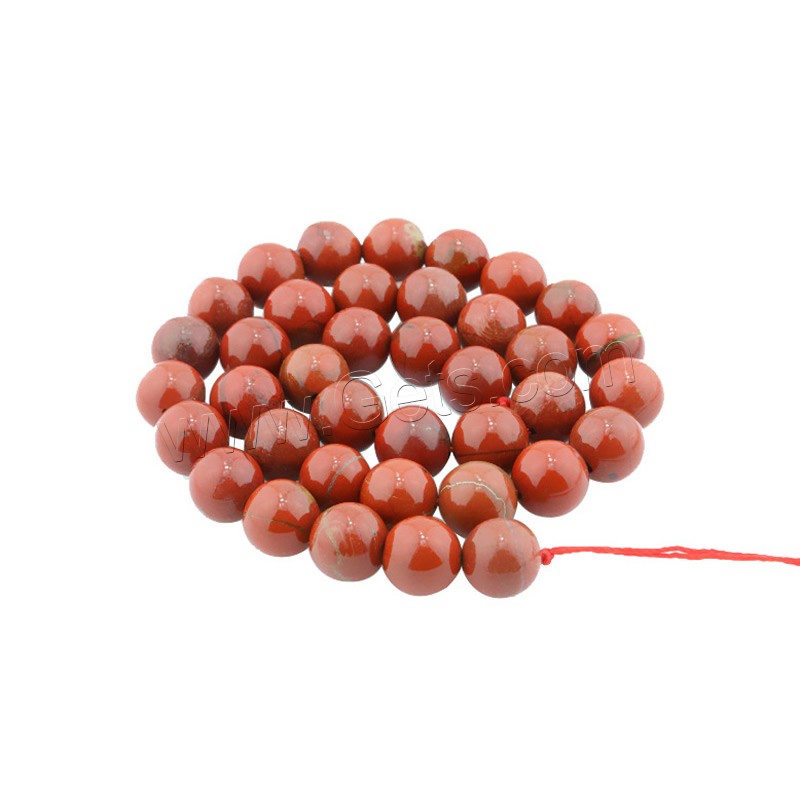 Rote Jaspis Perle, Roter Jaspis, rund, natürlich, verschiedene Größen vorhanden, Bohrung:ca. 1mm, Länge:ca. 15 ZollInch, verkauft von Strang