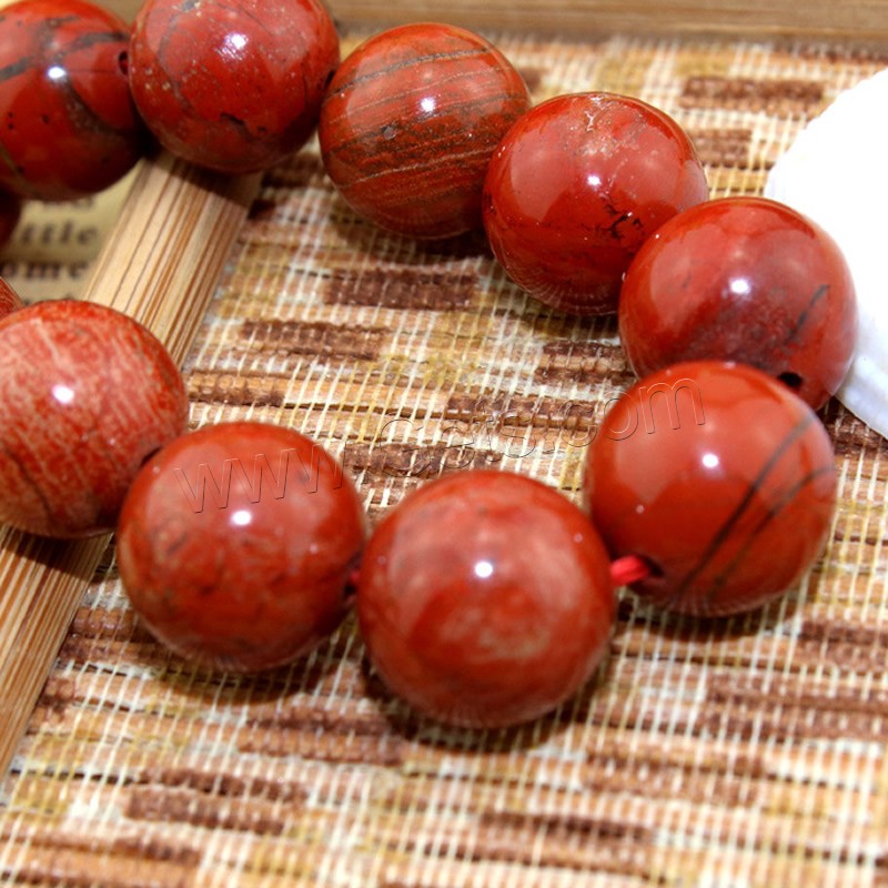 Rote Jaspis Perle, Roter Jaspis, rund, natürlich, verschiedene Größen vorhanden, Bohrung:ca. 1mm, Länge:ca. 15 ZollInch, verkauft von Strang