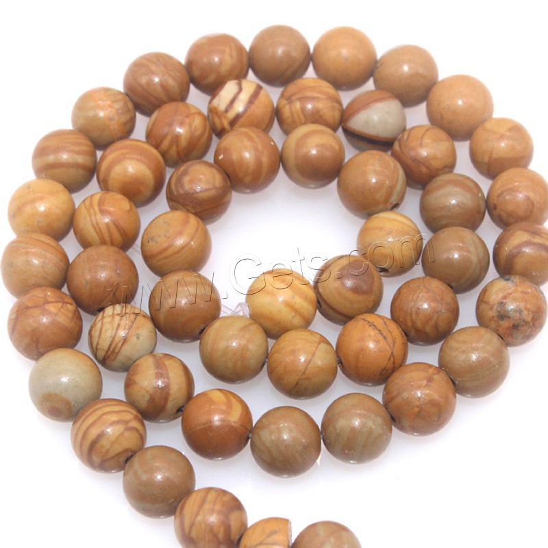Holzmaserung Stein Perlen, Grain Stein, rund, natürlich, verschiedene Größen vorhanden, Bohrung:ca. 1mm, Länge:ca. 15 ZollInch, verkauft von Strang